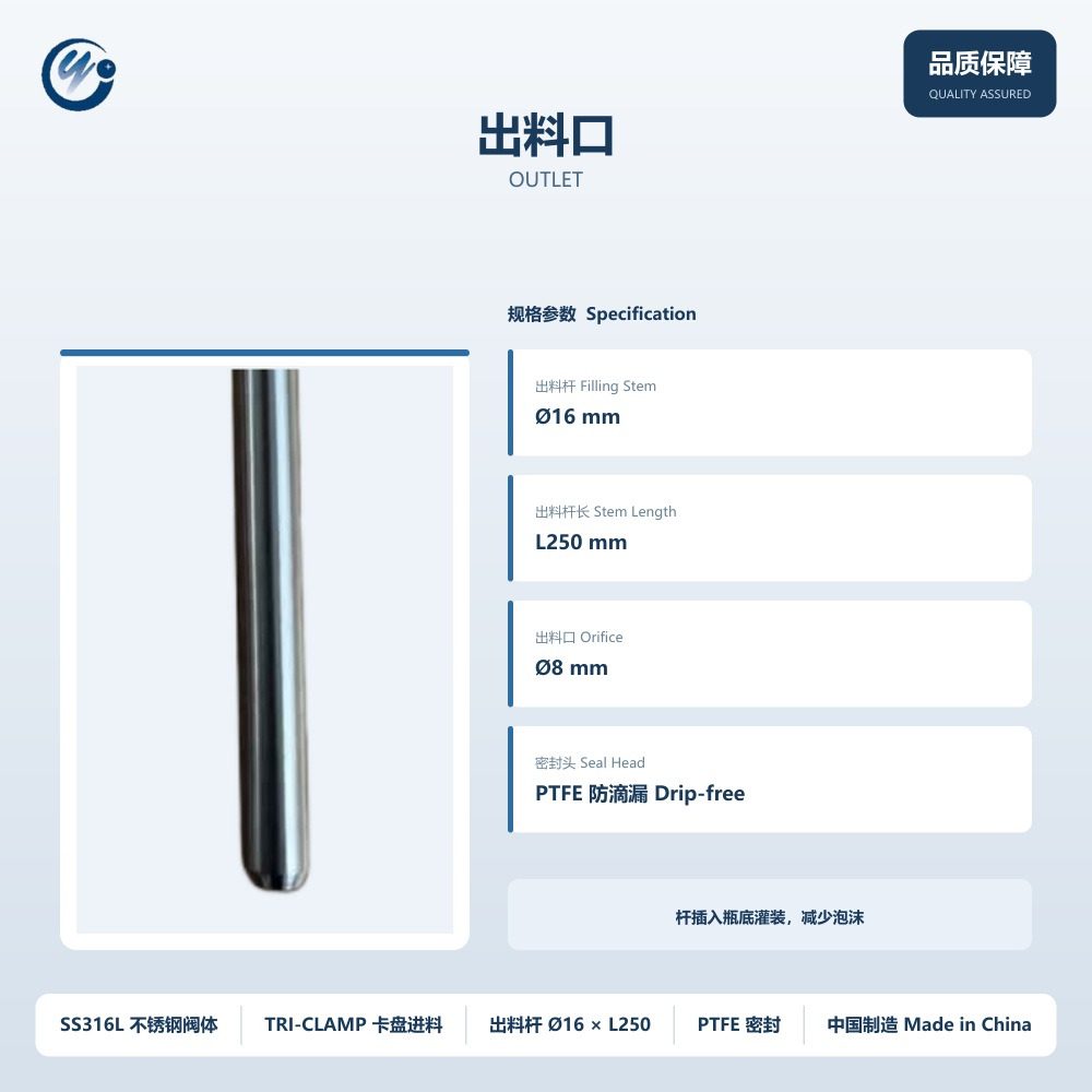 Ø16 mm long stem and Ø8 mm orifice